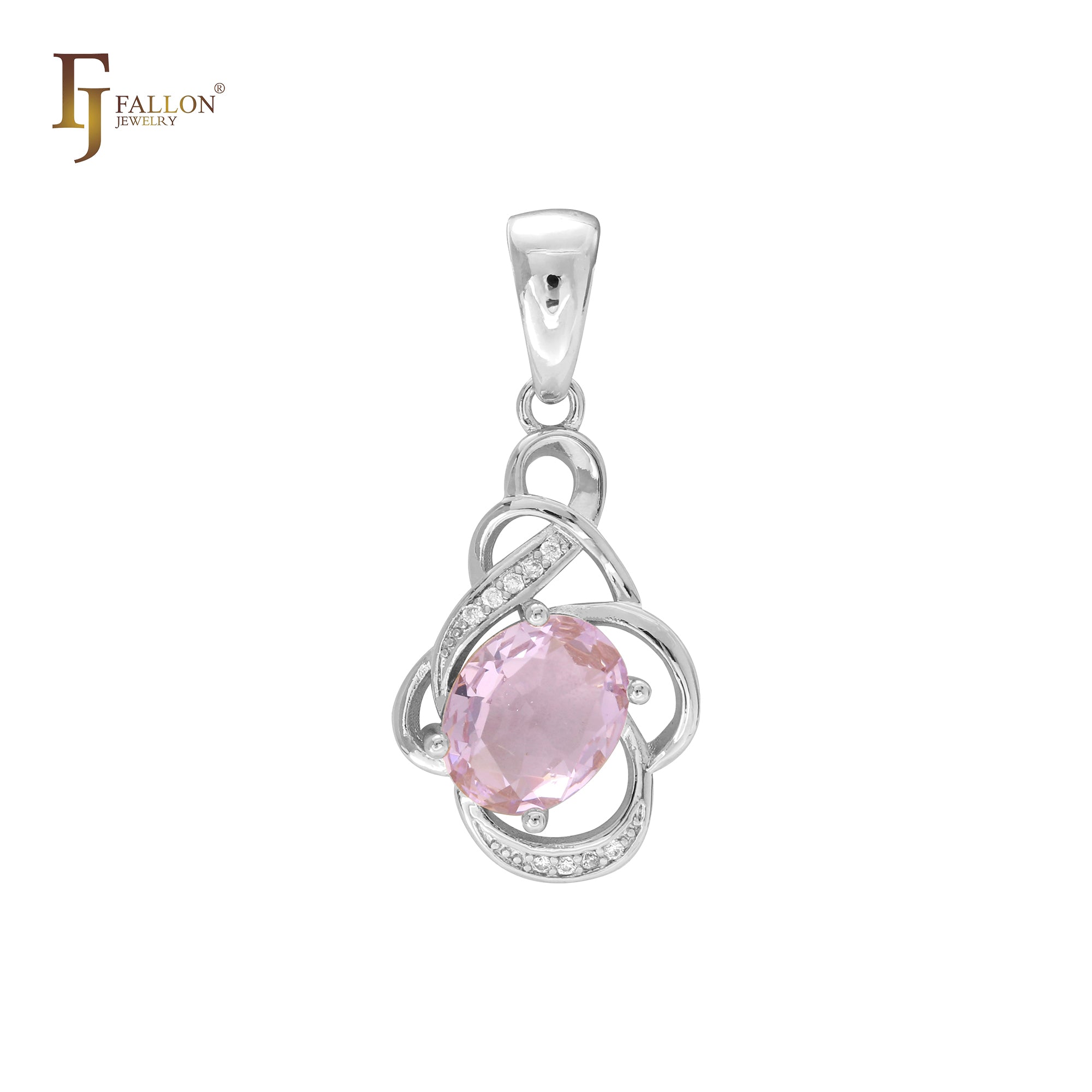 Colorful 14K Gold, Rose Gold Solitaire Pendant