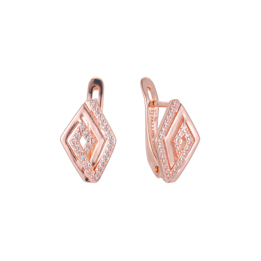 Aretes en Oro 14K, Oro Rosa, baño en dos tonos