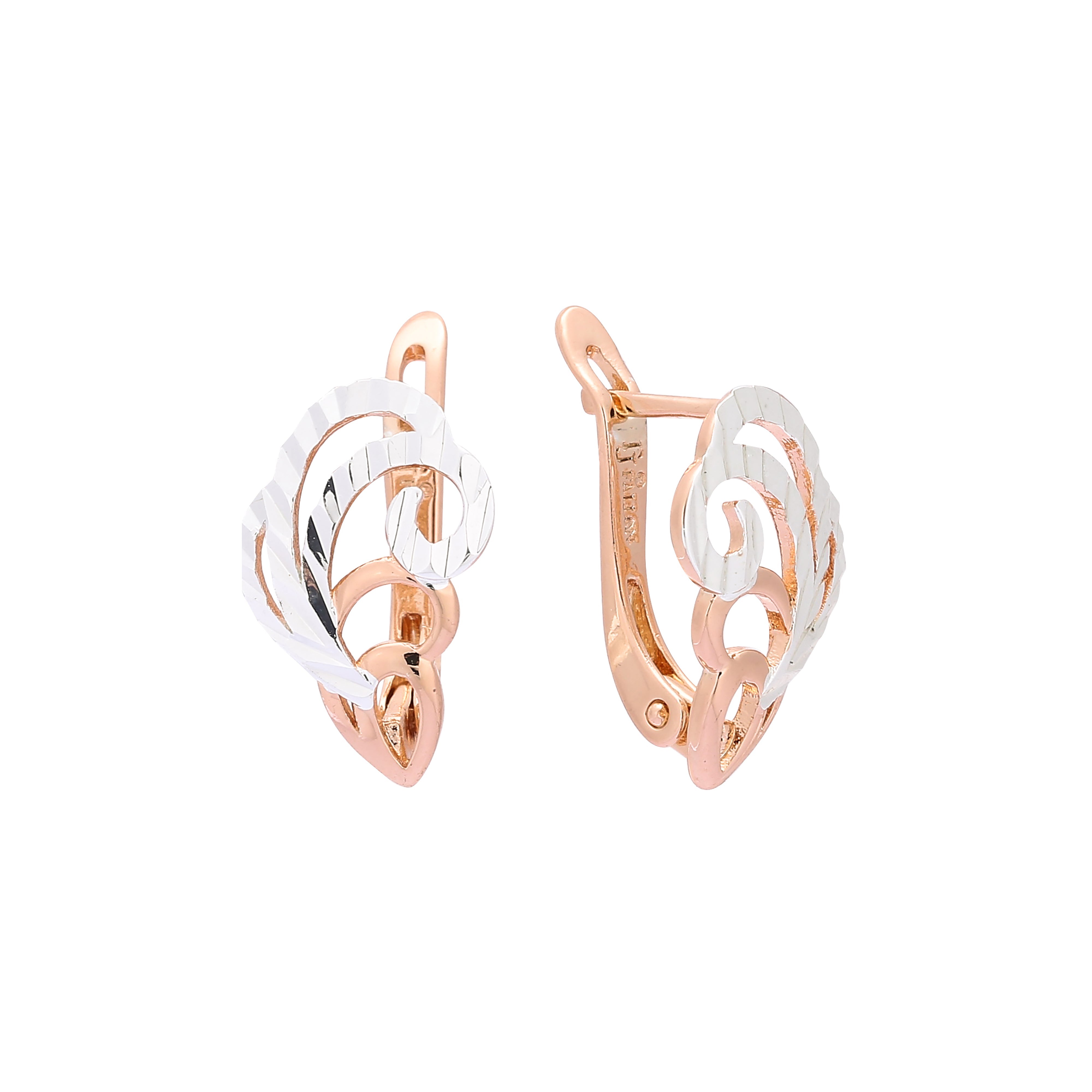 Aretes en Oro 14K, Oro Rosa, baño en dos tonos