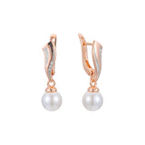 Pearl earrings in 14K Gold, Rose Gold, two tone plating colors