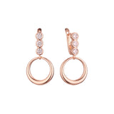 Aretes colgantes de círculo de racimo en Oro 14K, colores de baño de oro rosa