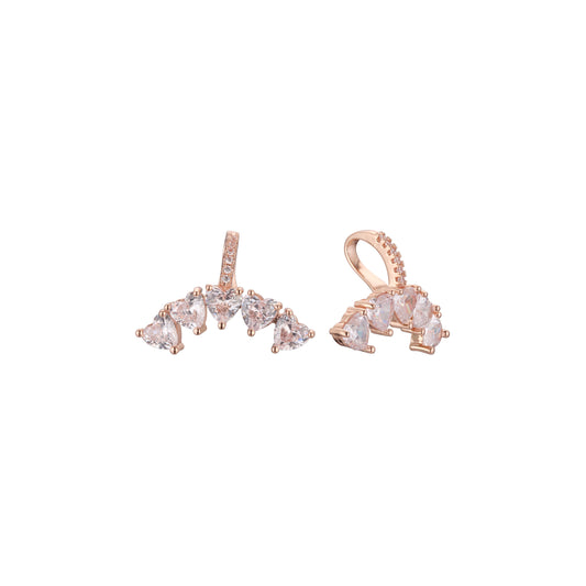 Aretes huggie en racimo de cinco piedras en oro de 14K, baño de oro rosa en colores