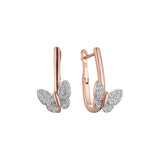 Aretes de racimo de mariposas en Oro 14K, oro rosa, baño de dos tonos