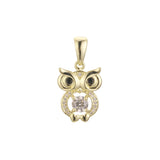 Owl animal pendant in 14K Gold, Rose Gold, 18K Gold plating colors