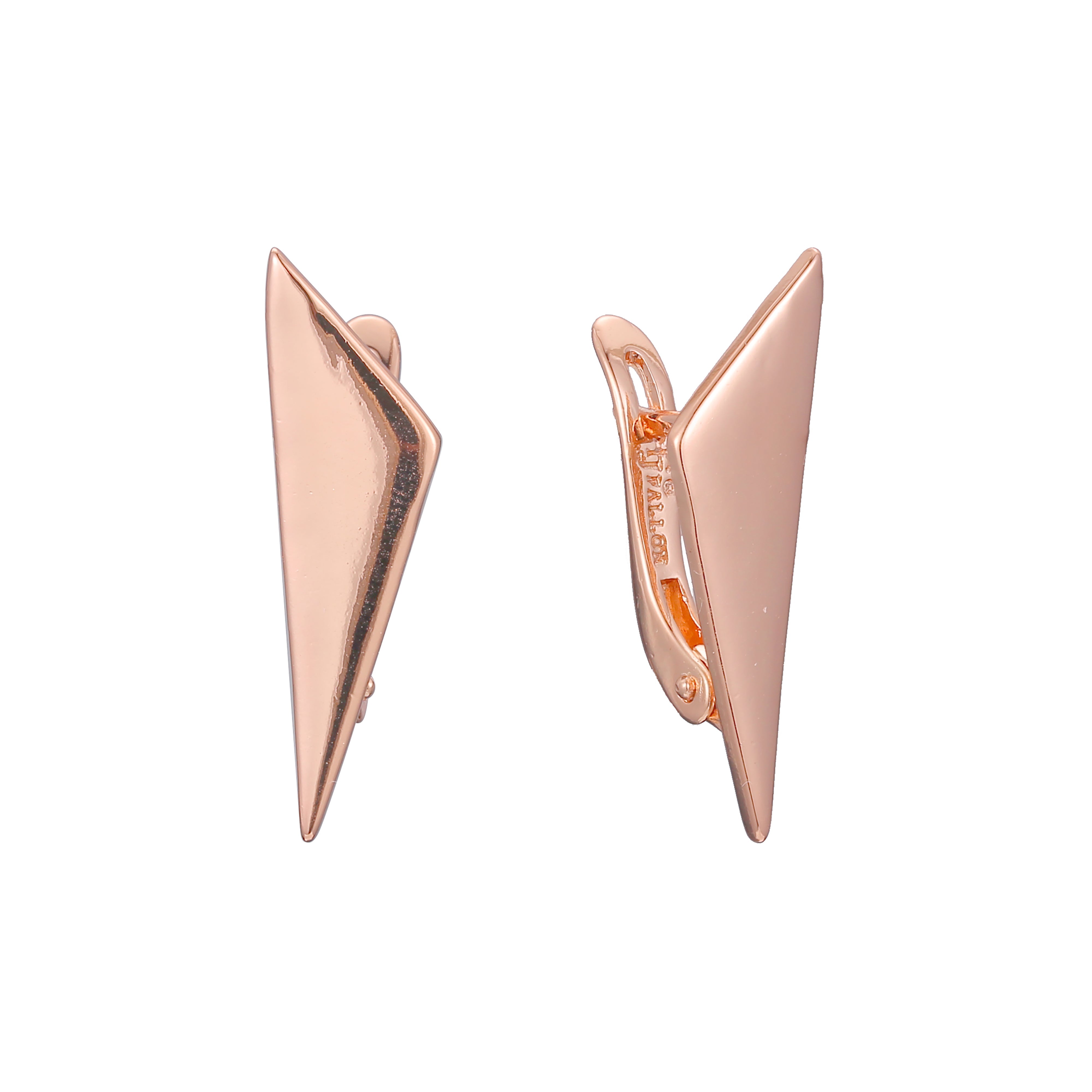 Geometric triangle earrings in 14K Gold, Rose Gold plating colors