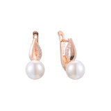 Pearl earrings in 14K Gold, Rose Gold, two tone plating colors