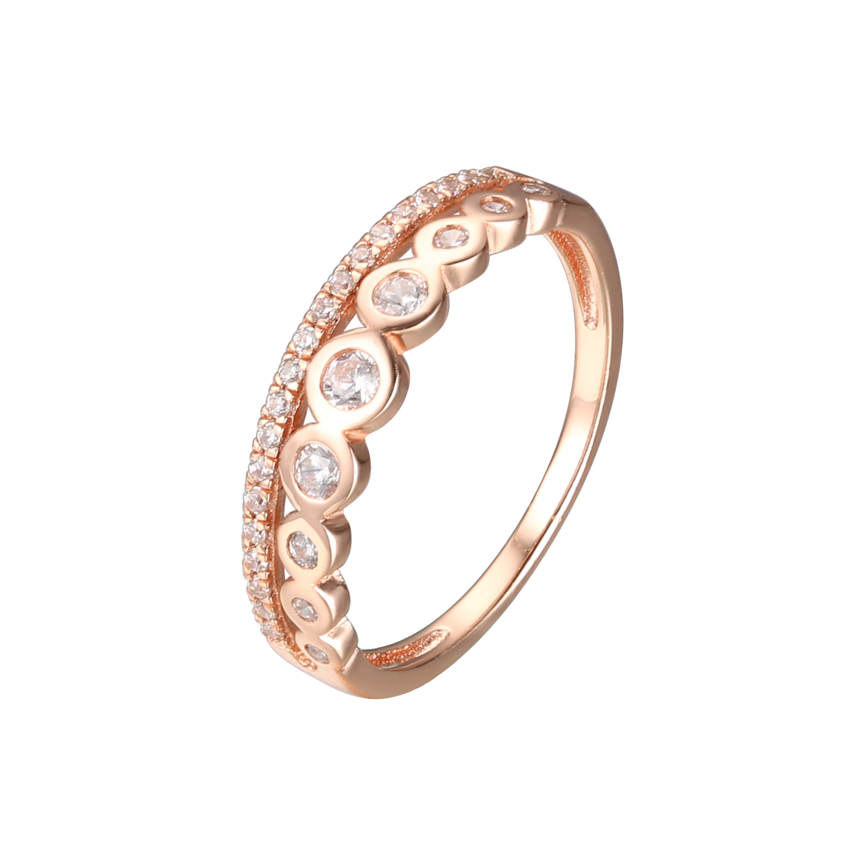 Cluster and paved white CZ Rose Gold rings