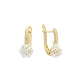 Aretes flor solitaria en Oro 14K, Oro Rosa, baño de dos tonos