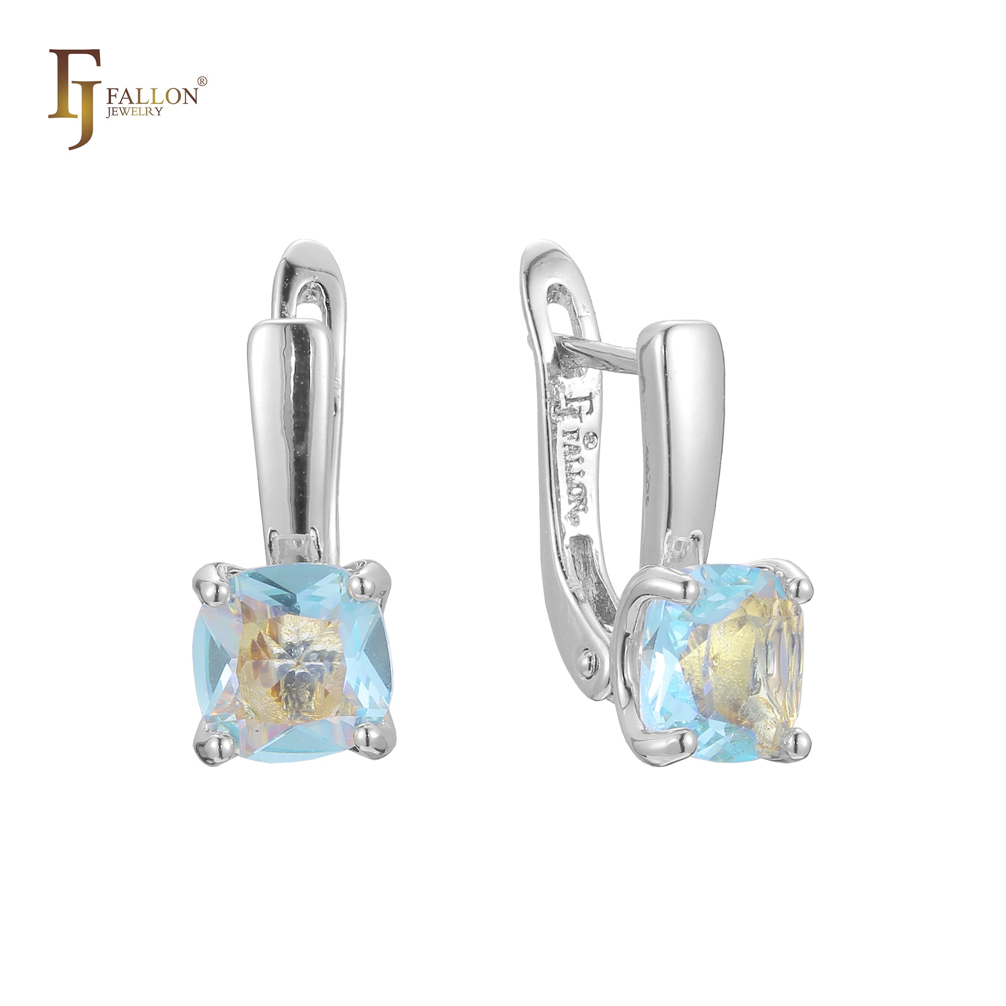 Aretes solitarios grandes con piedras de colores en Oro de 14K, baño de Oro Rosa colores