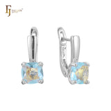 Solitaire big colorful stone earrings in 14K Gold, Rose Gold plating colors