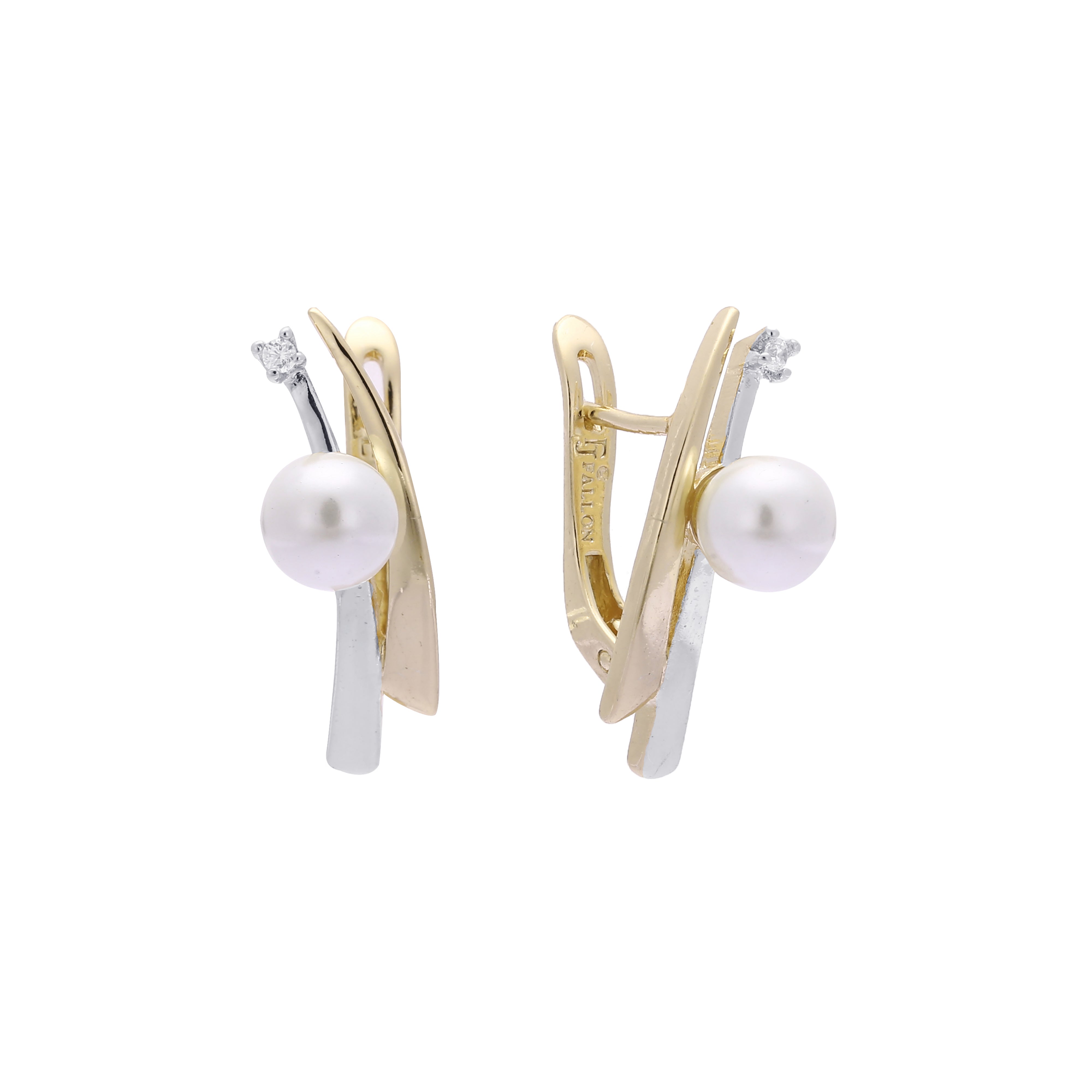 Aretes de perlas en Oro 14K, Oro Rosa, baño en dos colores