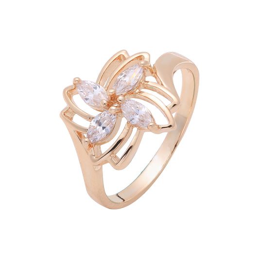 Cuatro anillos de oro rosa con circonitas blancas de talla marquesa