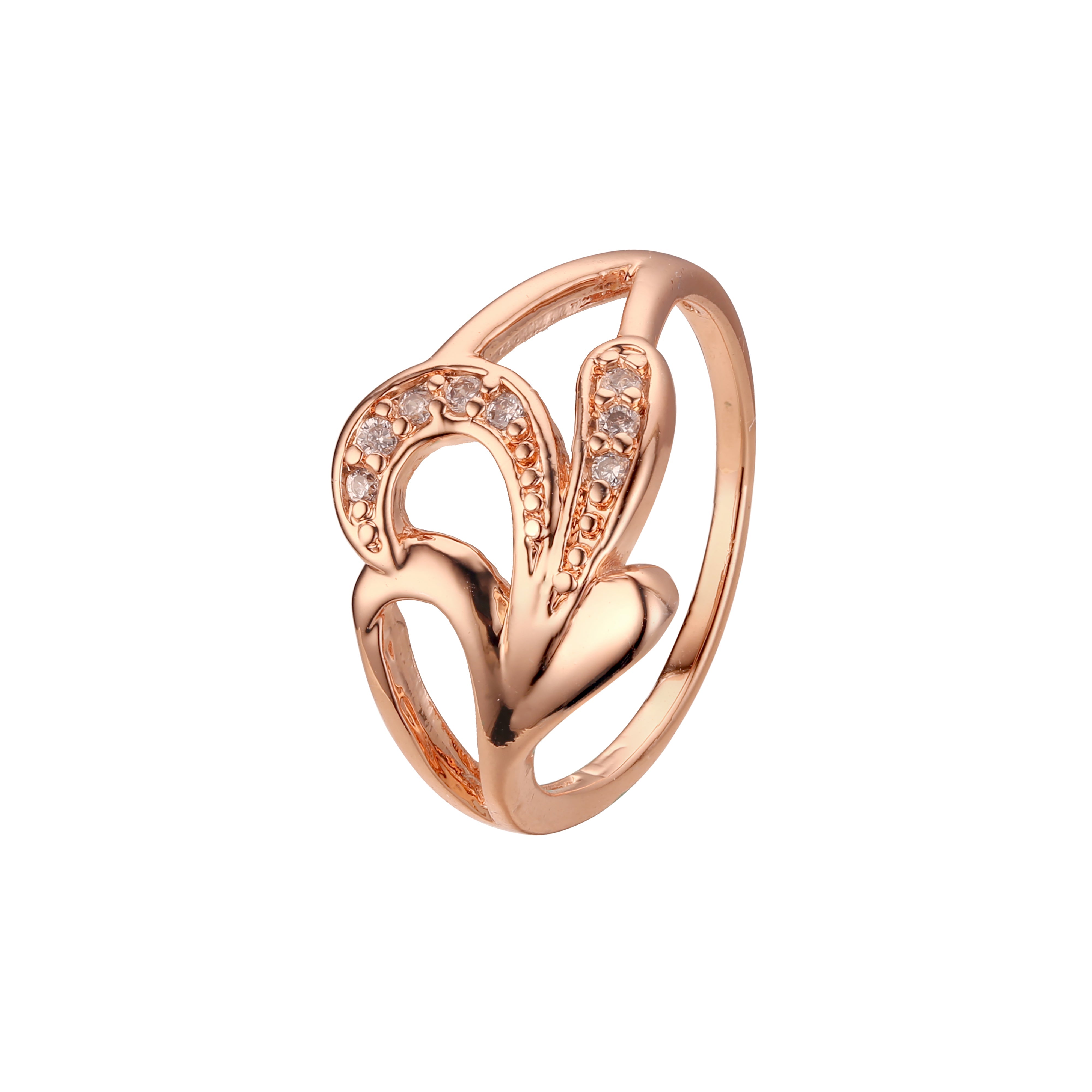 Anillos de diseño liso de oro rosa con adoquines