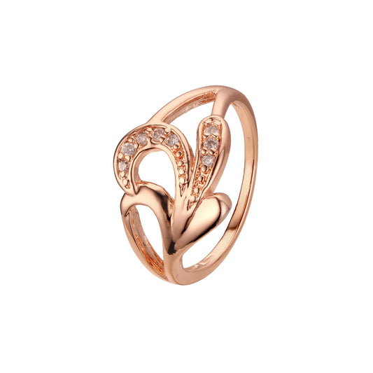 Anillos de diseño liso de oro rosa con adoquines