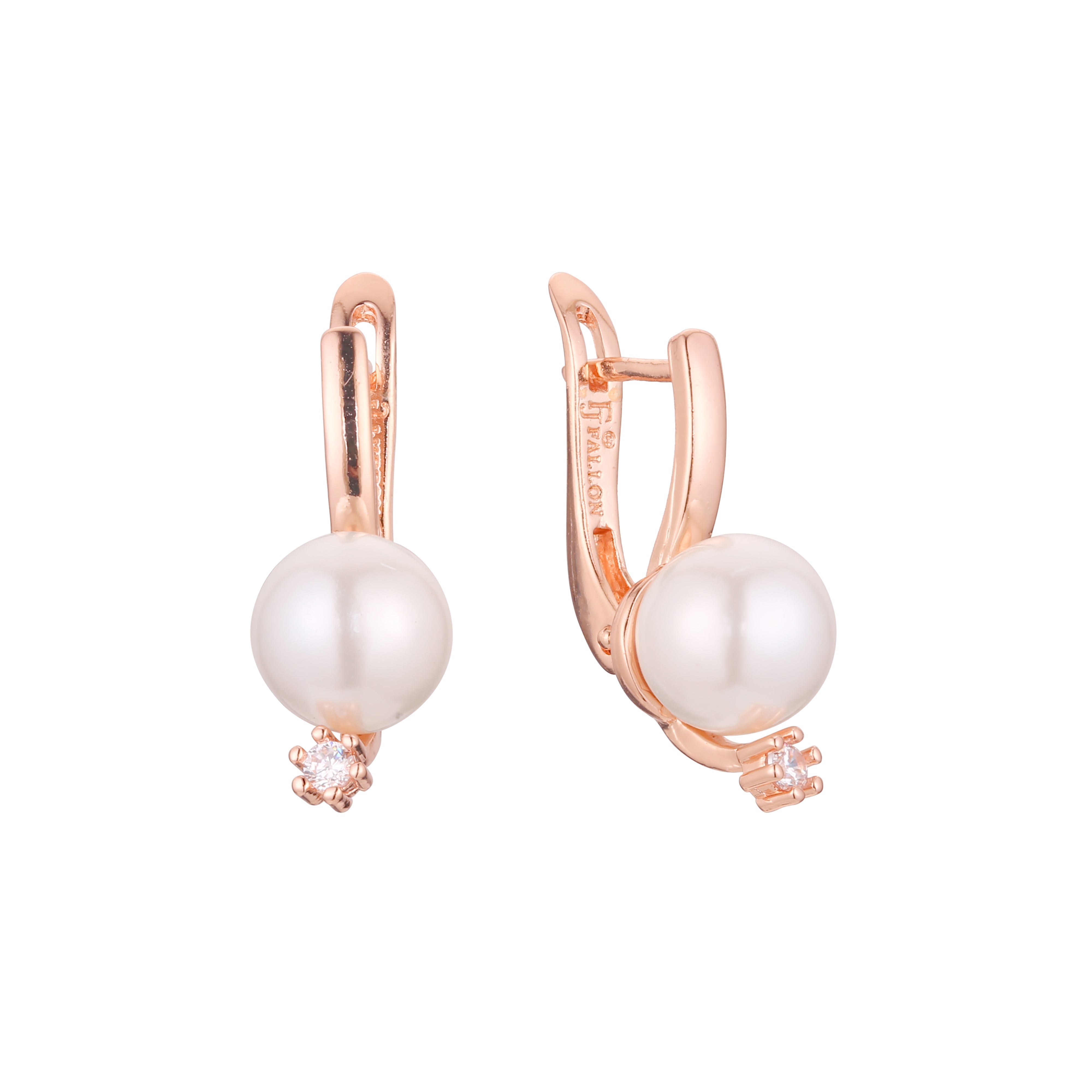 Aretes de perla solitaria en Oro de 14K, baño de Oro Rosa colores