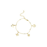 Pulseiras de trevo, borboleta, estrelas e flores banhadas a ouro 14K, duas cores