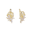 Lujoso racimo flor brillante Oro 14K, oro rosa, aretes de dos tonos