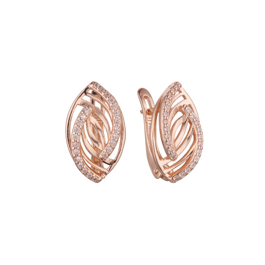 Brincos em ouro 14K, ouro rosa, duas cores de revestimento