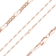 Thin Cable Figaro link hammered Rose Gold chains