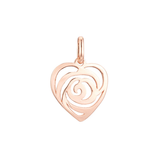 Rose flower heart pendant in Rose Gold two tone, 14K Gold plating colors