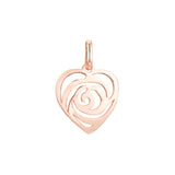 Rose flower heart pendant in Rose Gold two tone, 14K Gold plating colors