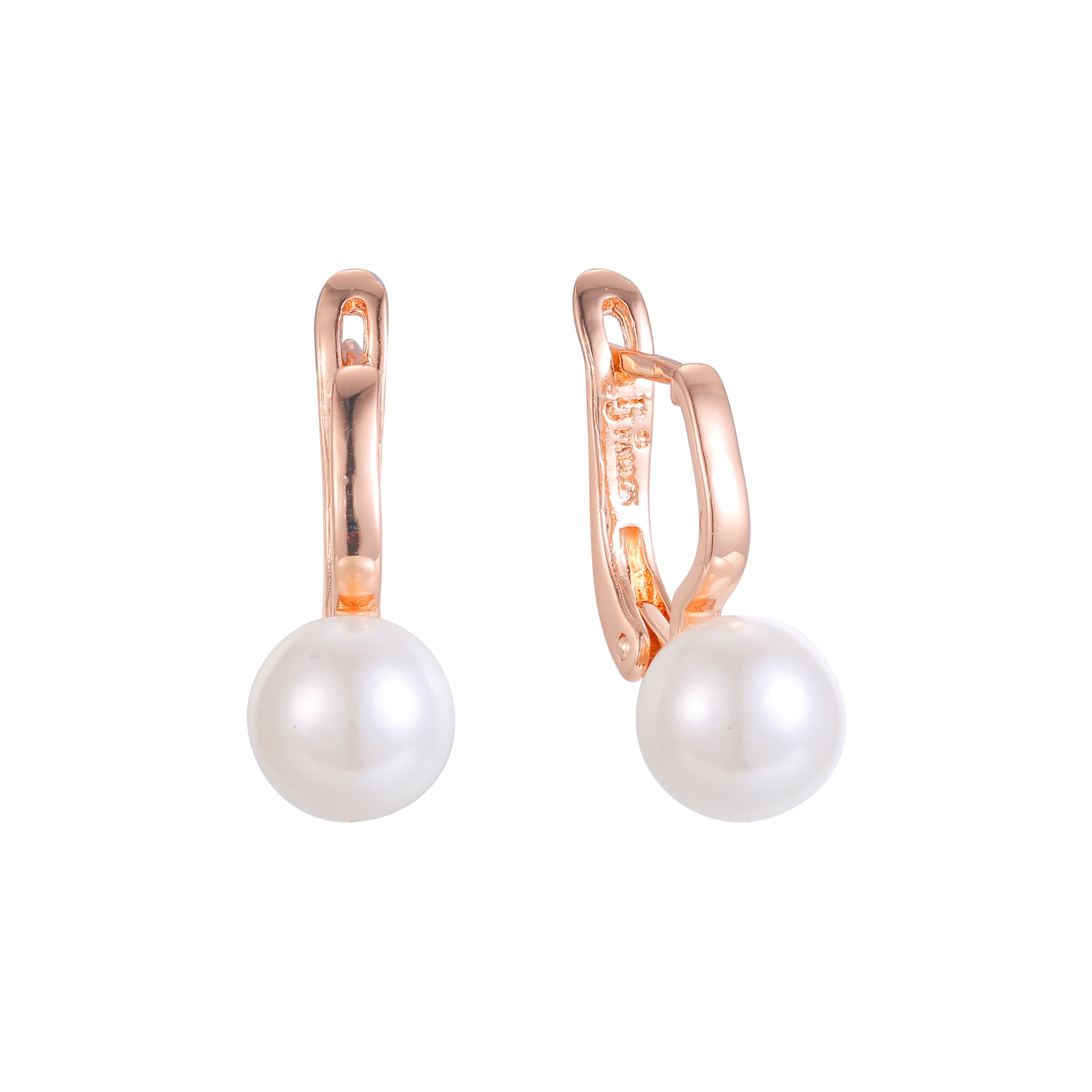 Aretes de Perlas en Oro de 14K, colores baño de Oro Rosa