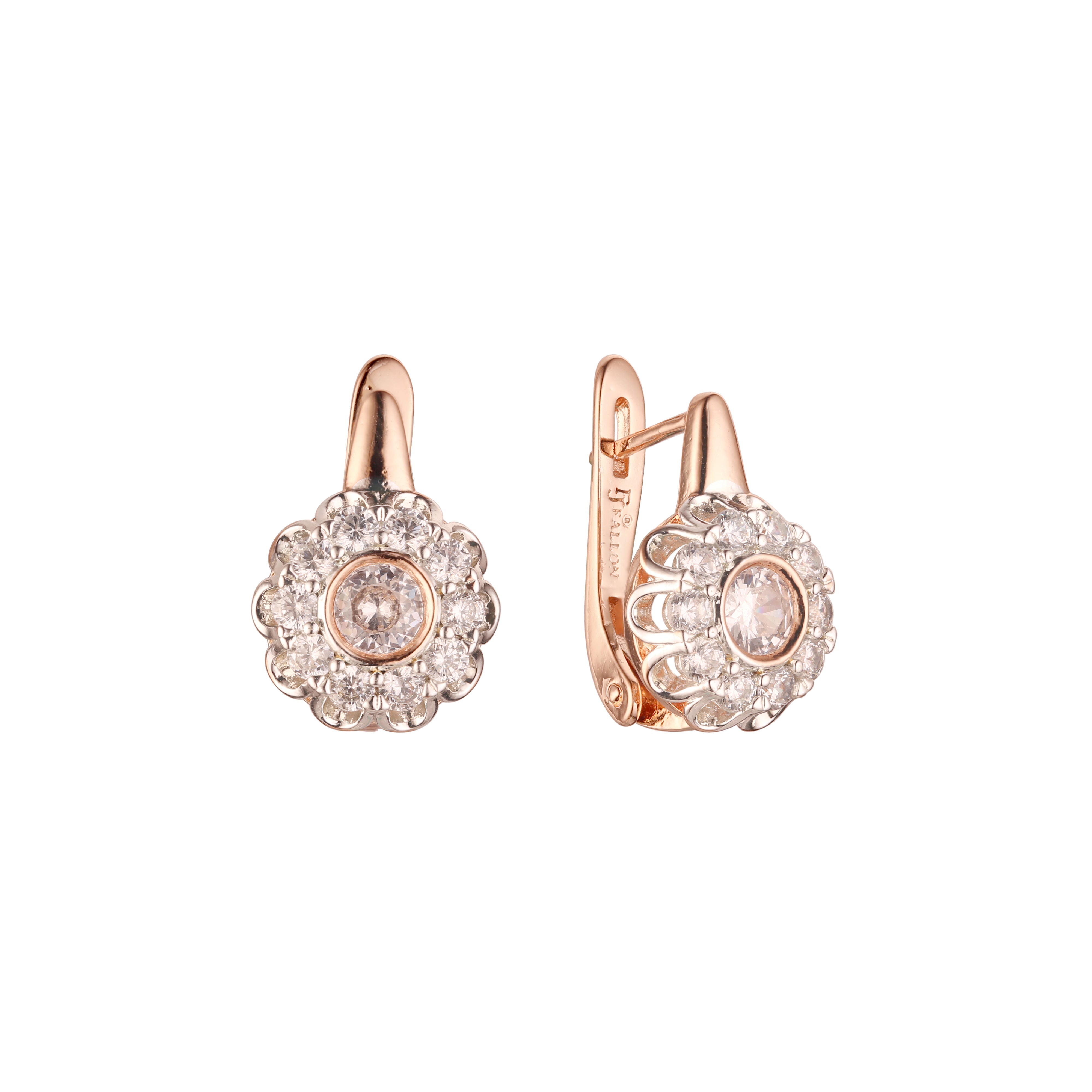 Aretes en Oro 14K, Oro Rosa, baño en dos tonos