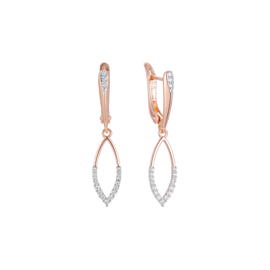 Aretes en Oro 14K, Oro Rosa, baño en dos tonos