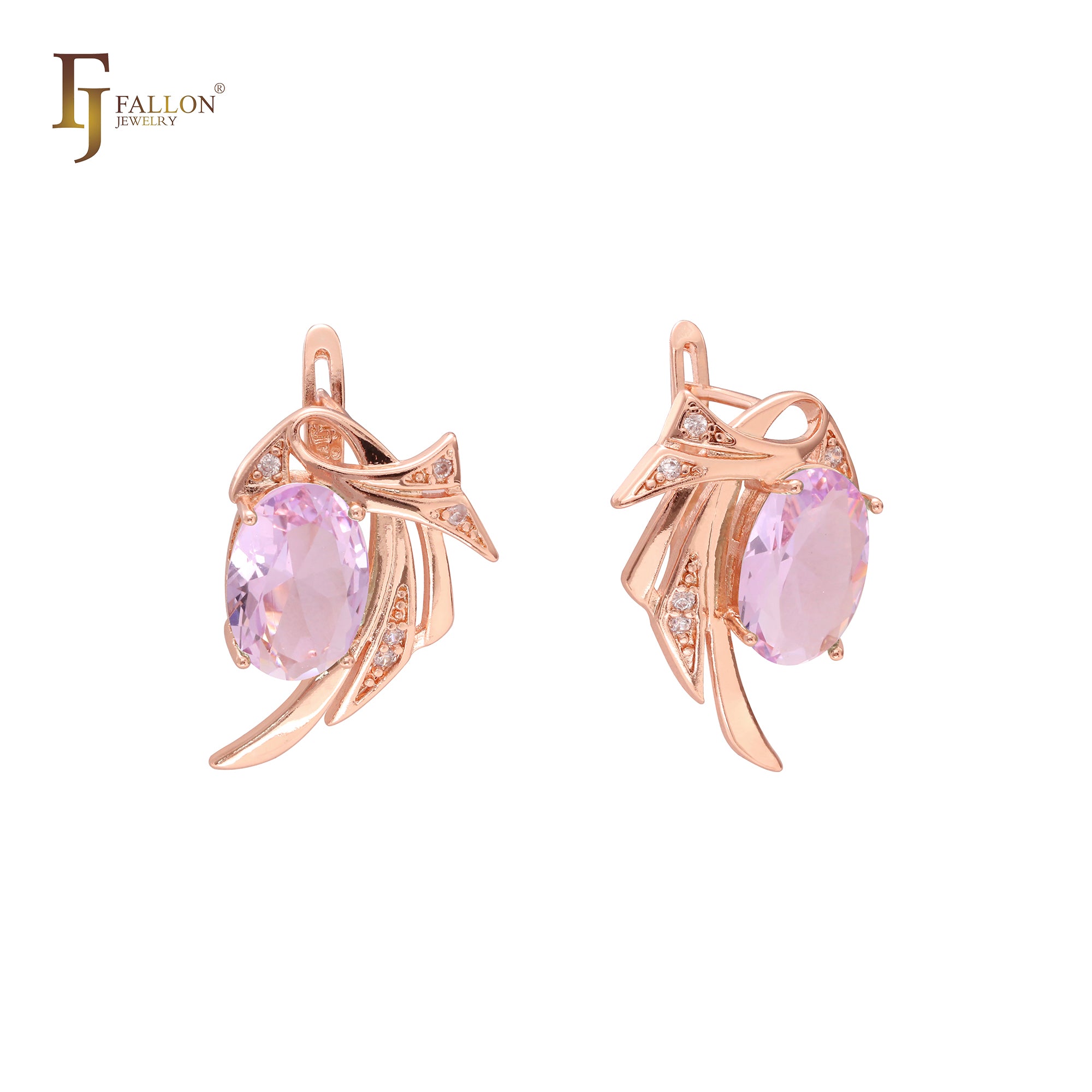 .Wings solitaire earrings in 14K Gold, Rose Gold plating colors