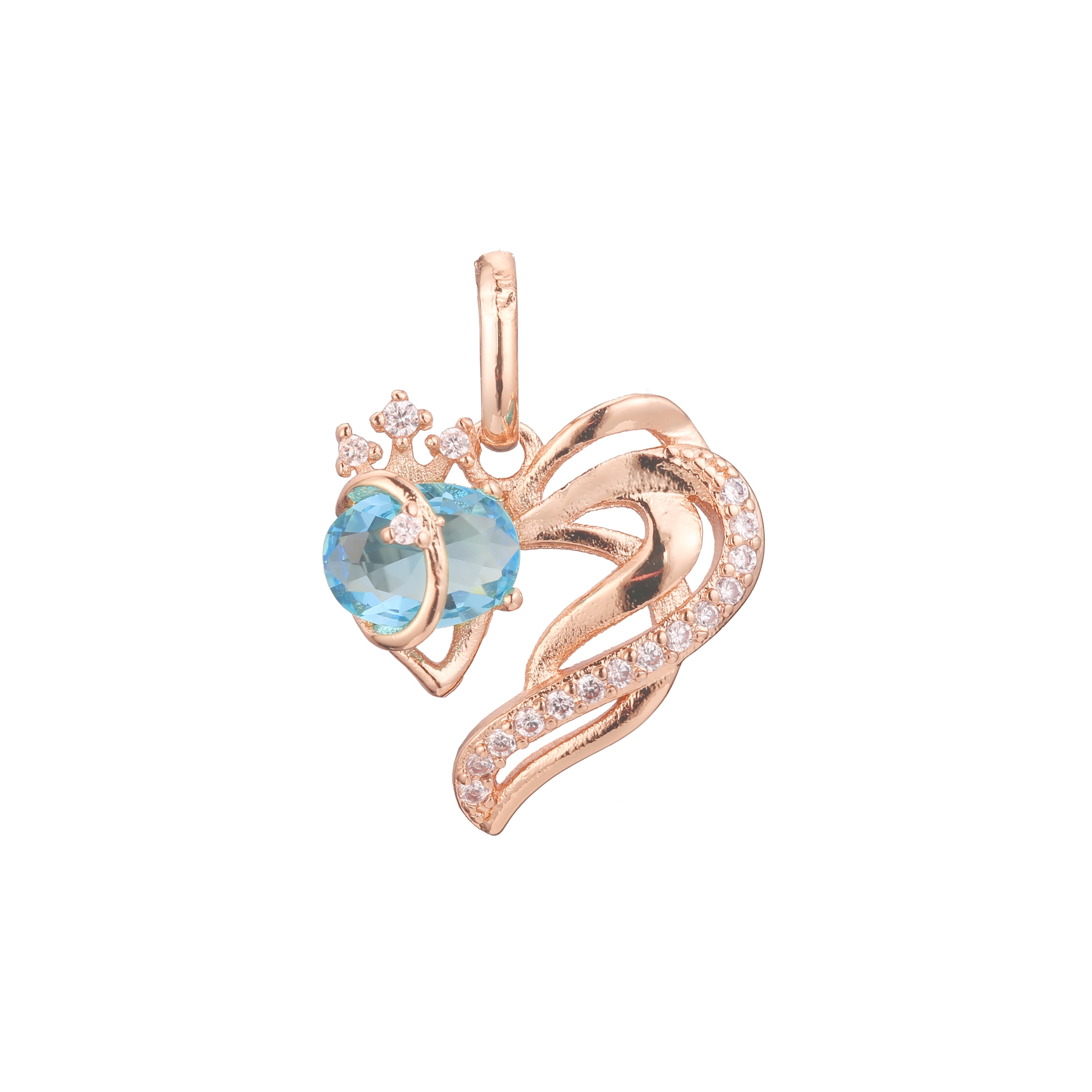 Solitaire heart pendant in Rose Gold two tone, 14K Gold plating colors