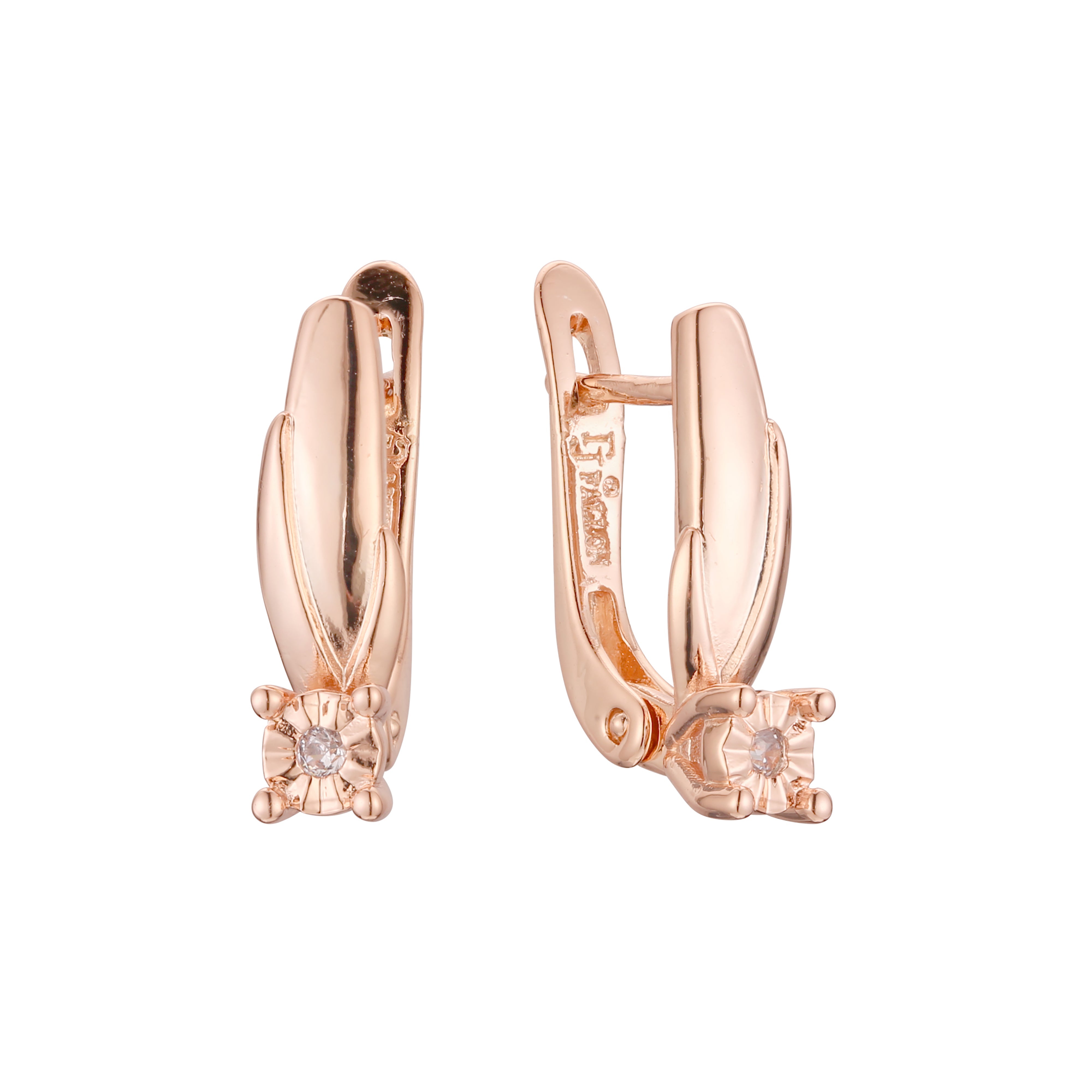 Solitaire earrings in 14K Gold, Rose Gold, two tone plating colors