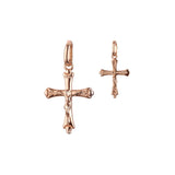 Rose Gold  catholic cross budded pendant