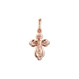 Orthodox Cross budded pendant in Rose Gold two tone, White Gold plating colors