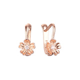 Tiny flower child earrings plated in Rose Gold colors