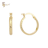 Rhombus Textured 14K Gold hoop earrings