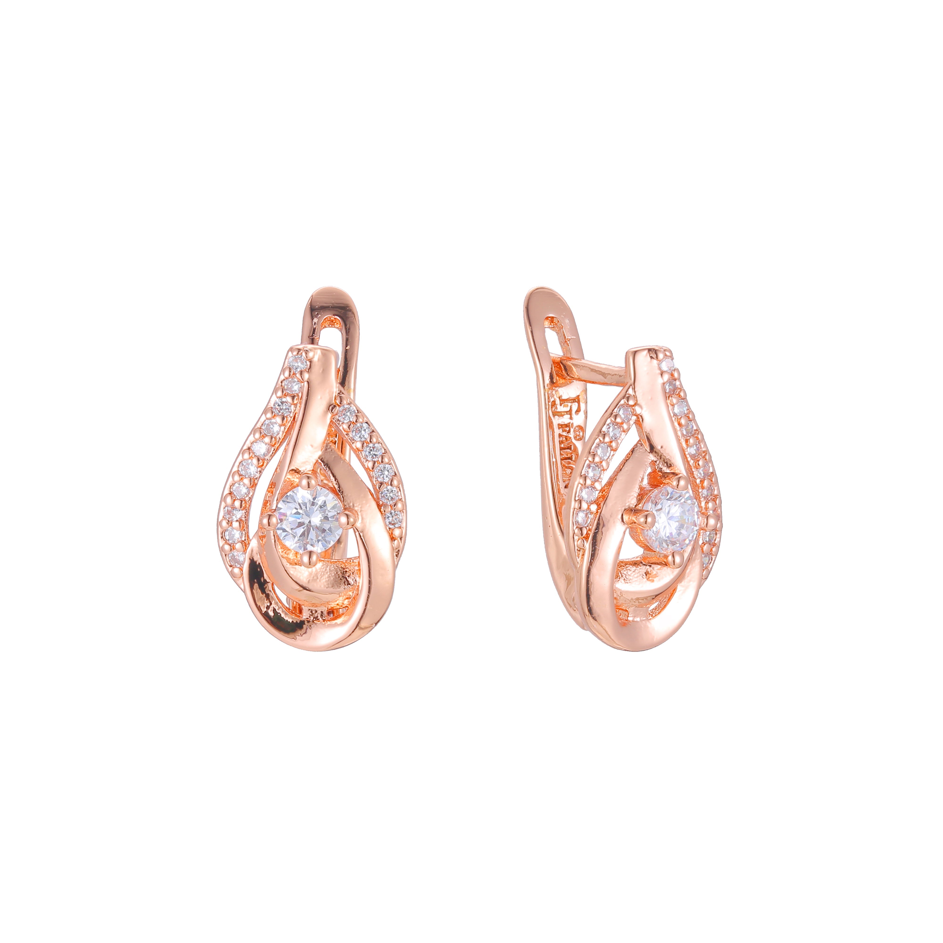 Aretes de racimo en Oro de 14K, Oro Rosa, baño de dos colores