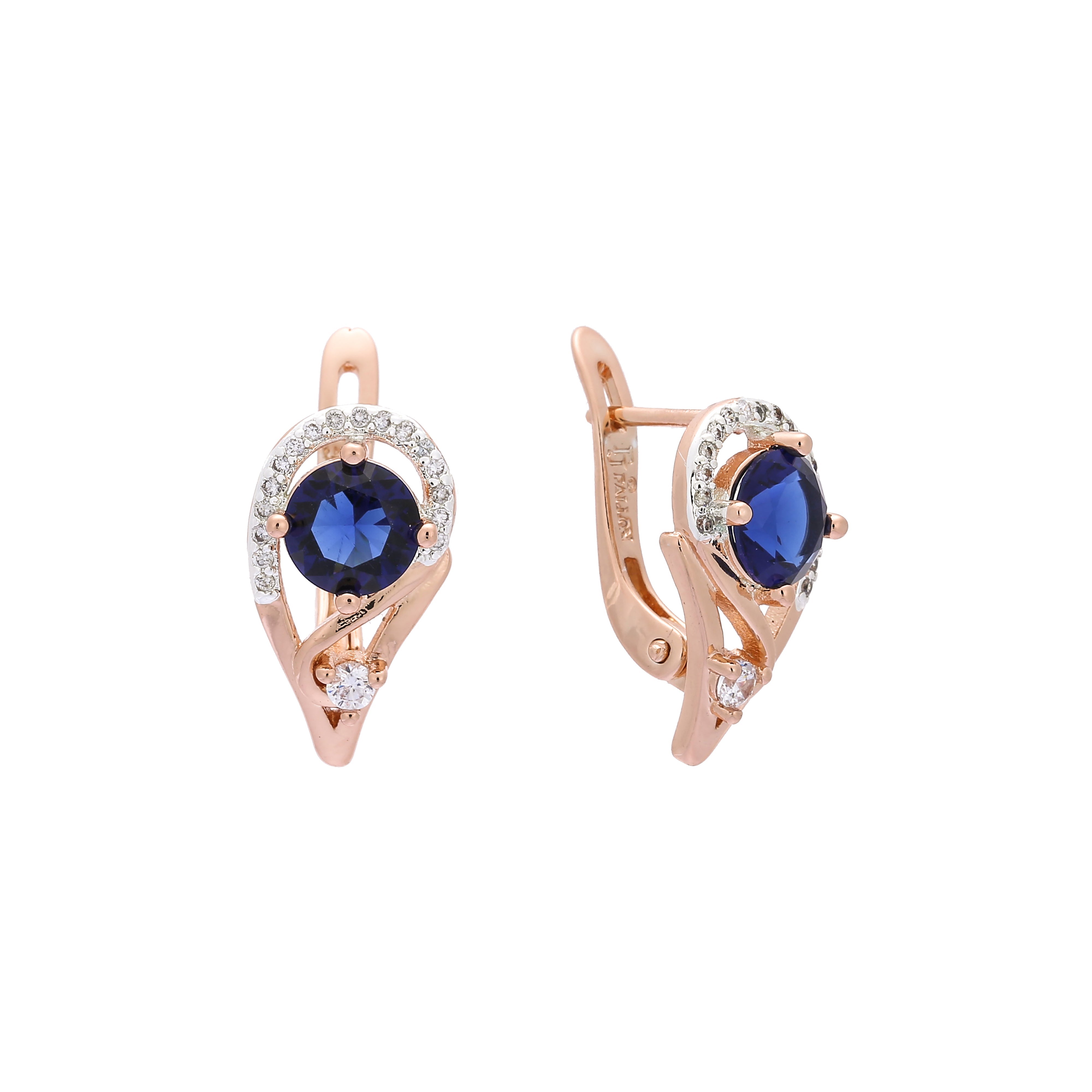 Rose Gold two tone solitaire round earrings