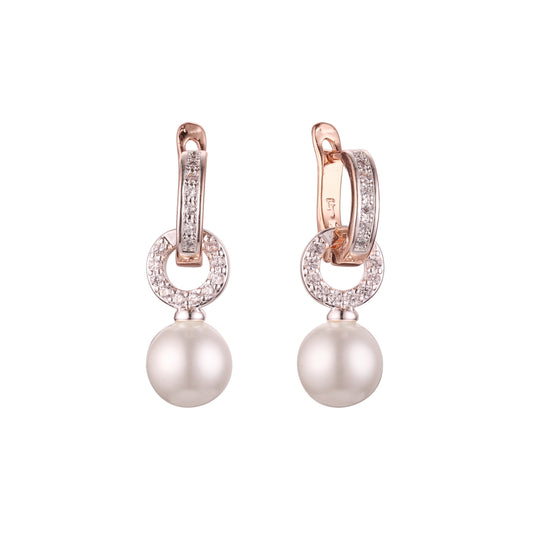 Rose Gold two tone pearl earrings