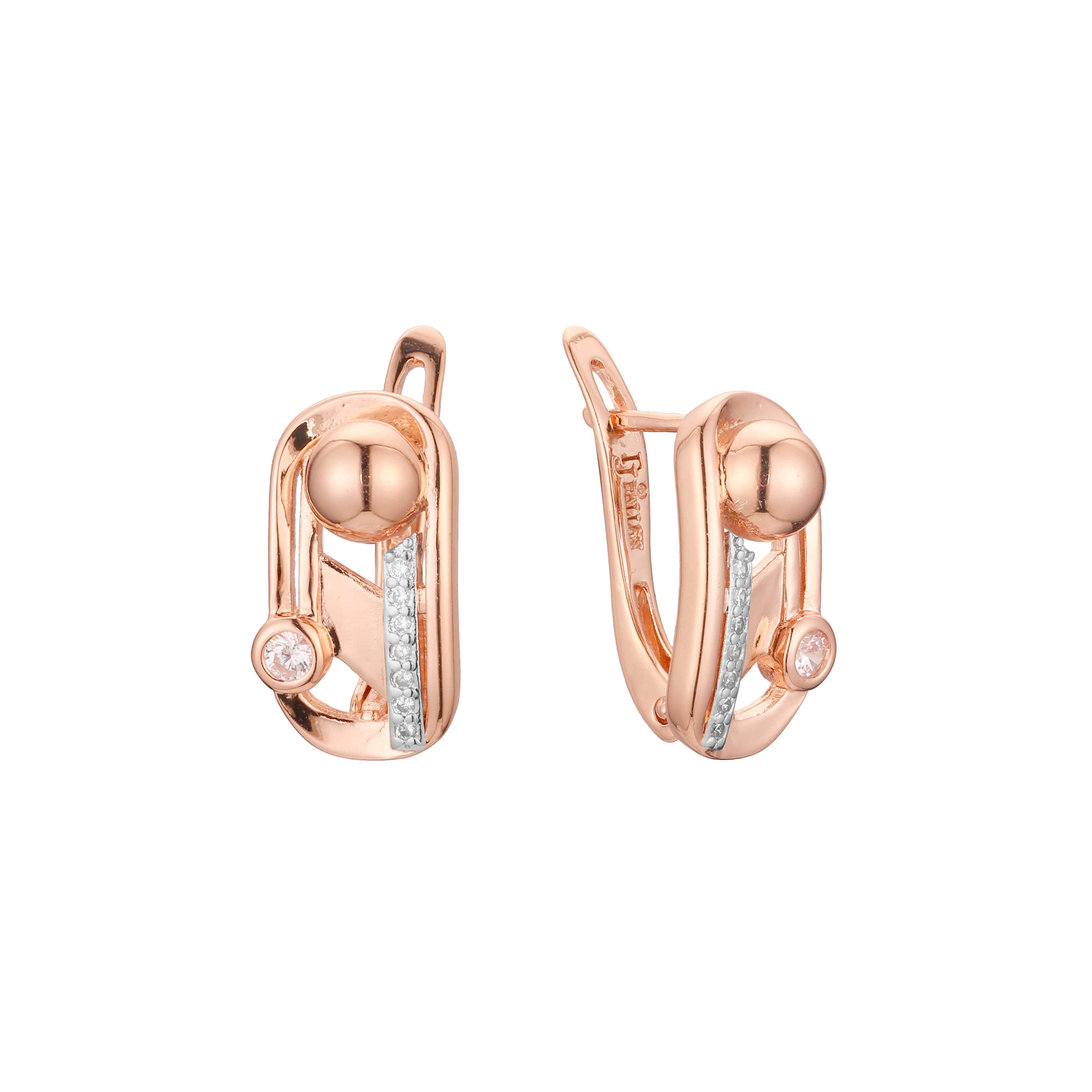 Beads earrings in 14K Gold, Rose Gold, two tone plating colors