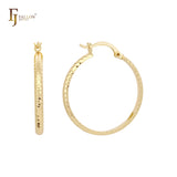 Rhombus Textured 14K Gold hoop earrings