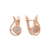 Brincos de ouro rosa cz brancos pavimentados