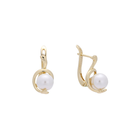 Aretes de Perlas en Oro de 14K, colores baño de Oro Rosa