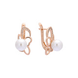 Rose Gold two tone earringswith Pearl stone