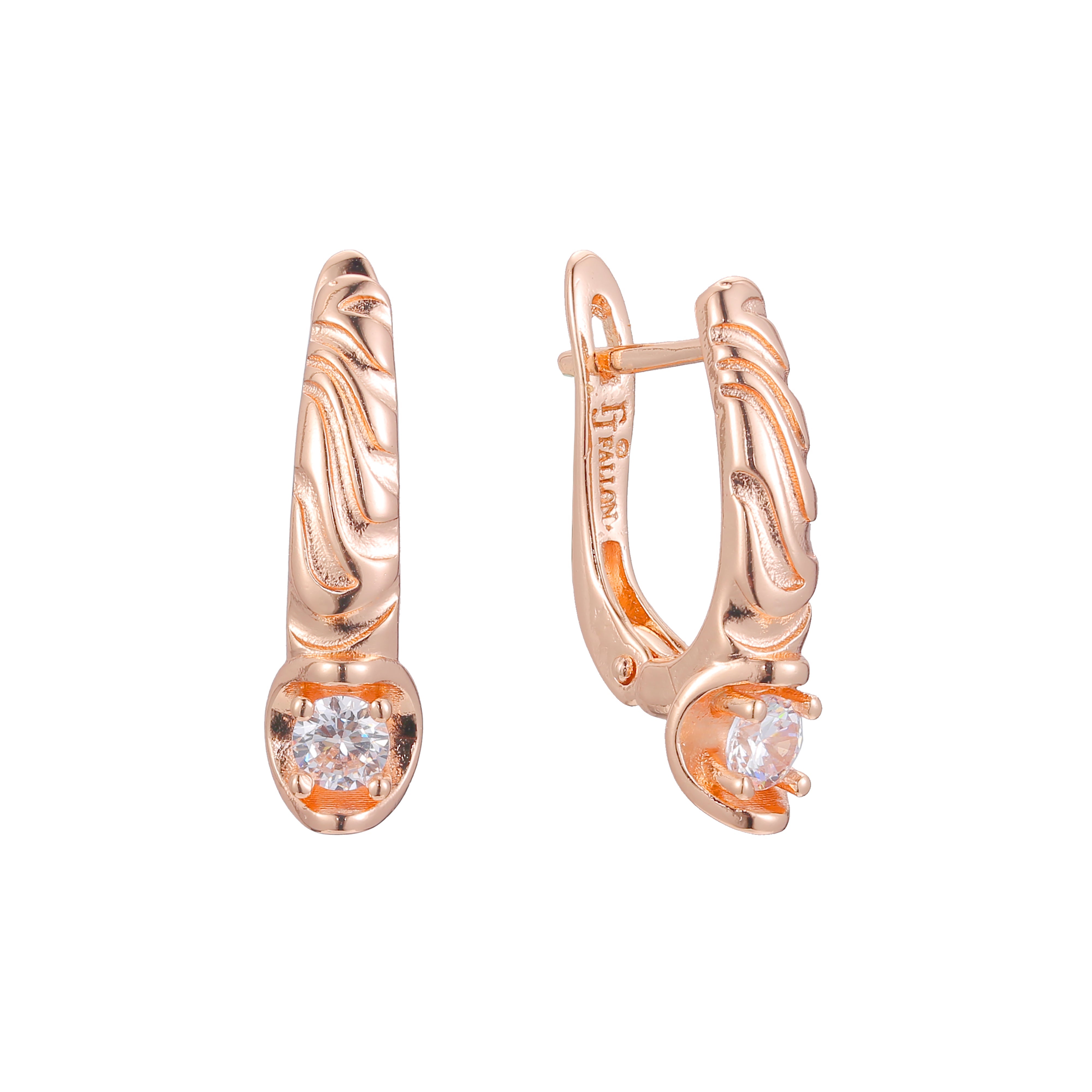 Solitaire earrings in 14K Gold, Rose Gold, two tone plating colors