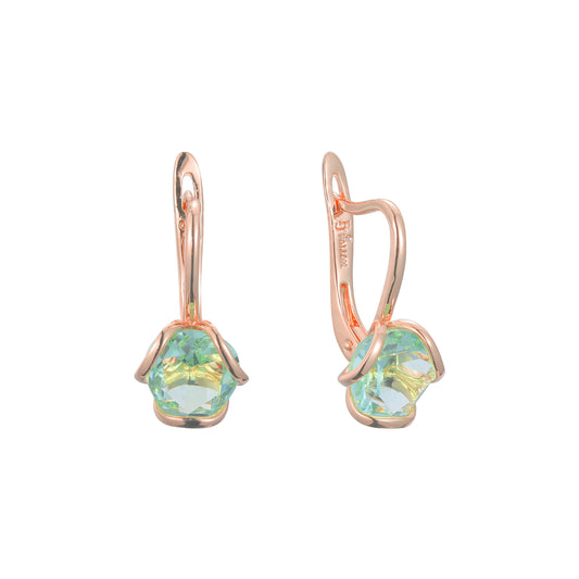 Pendientes Solitario en Oro de 14K, baño de Oro Rosa colores