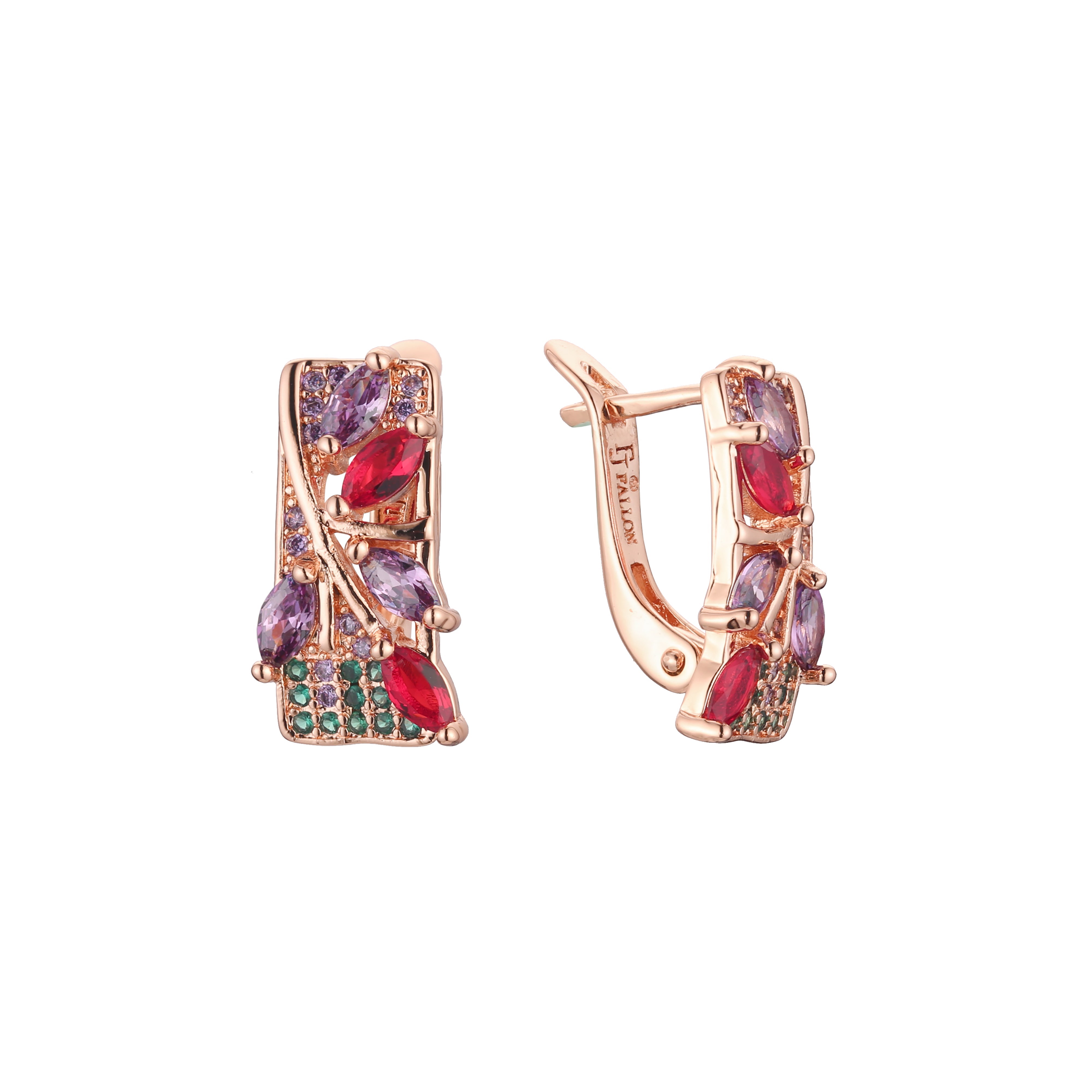 Aretes de racimo en Oro de 14K, baño de Oro Rosa colores