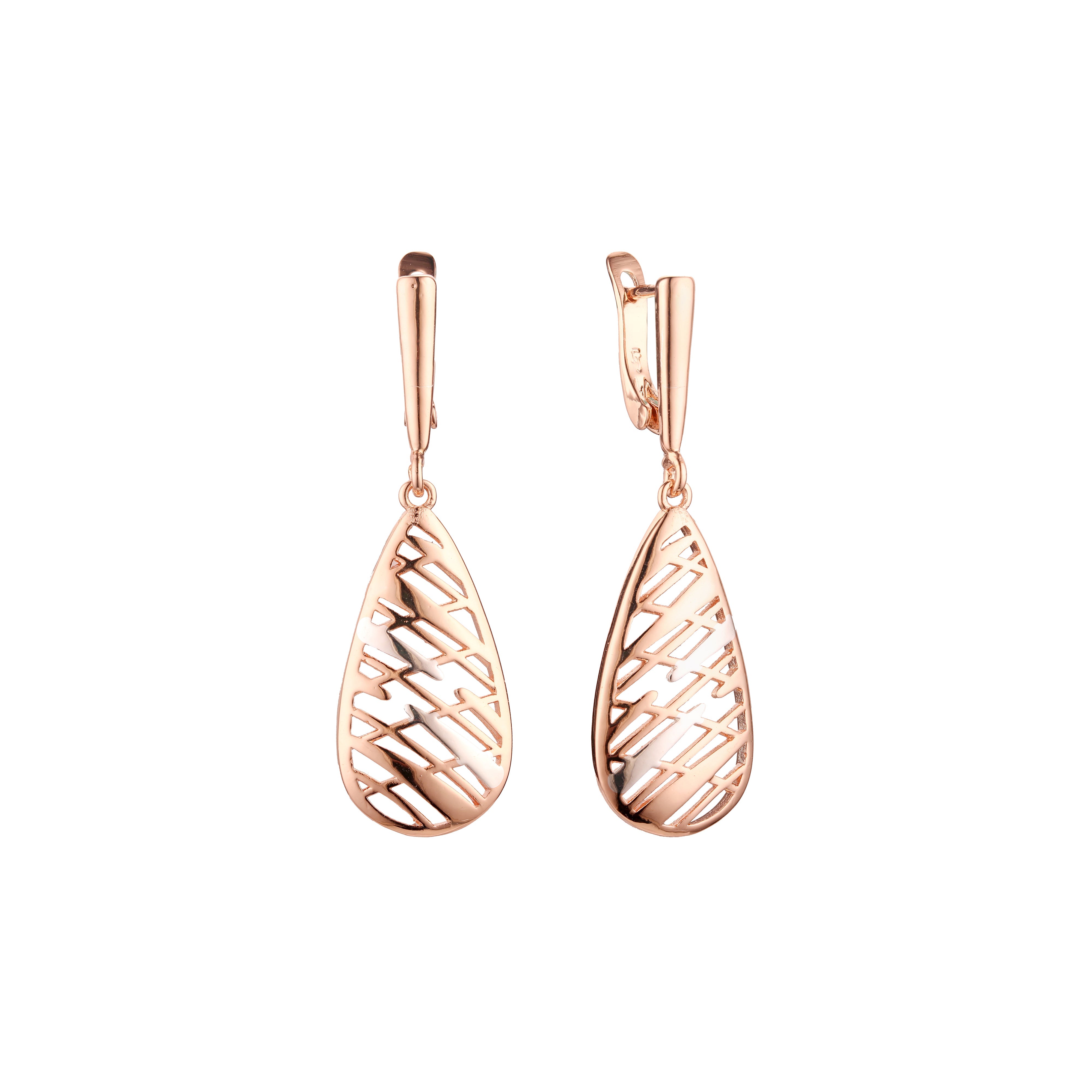 Pendientes de dos tonos de oro rosa