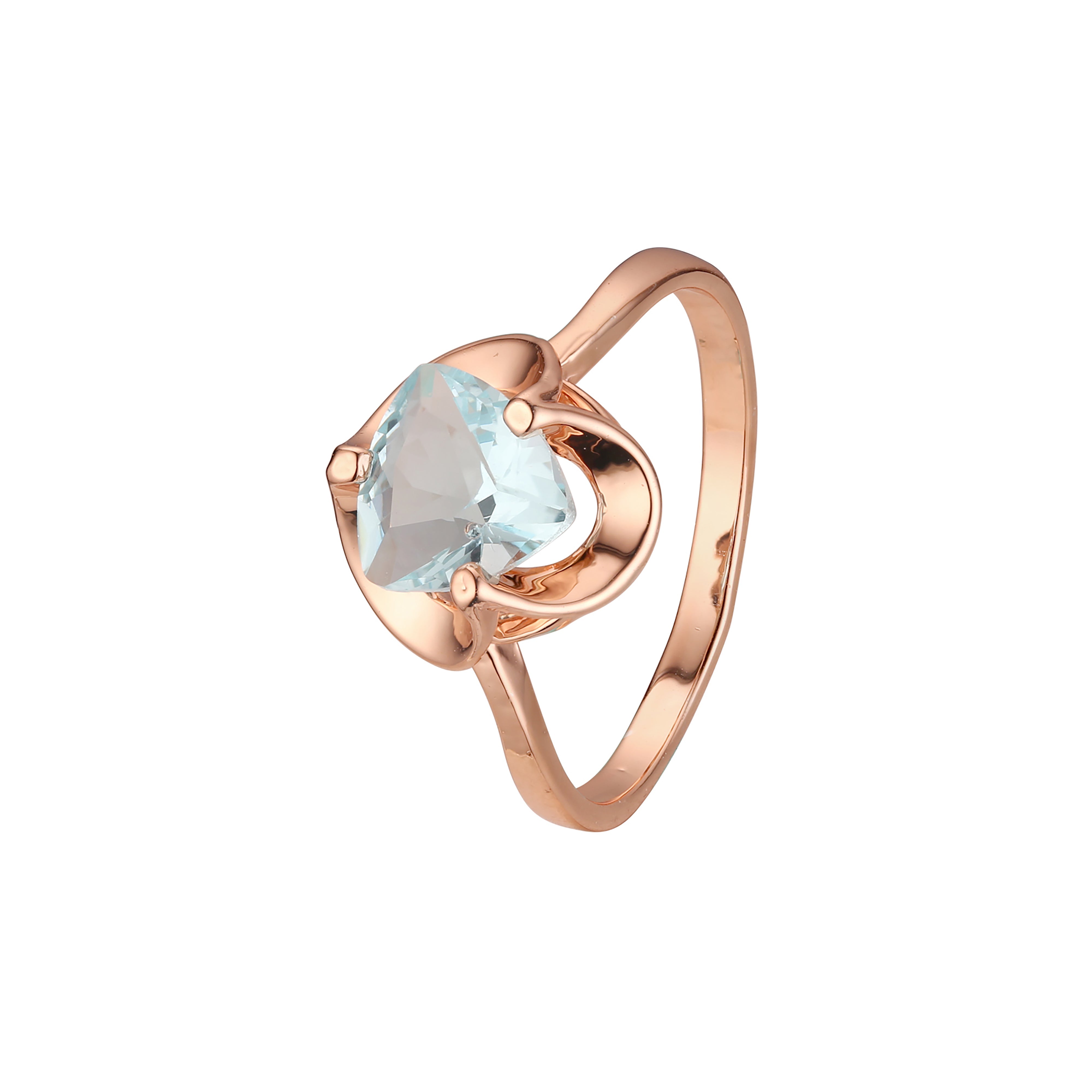 Solitaire triangle stone rings in 14K Gold, Rose Gold plating colors