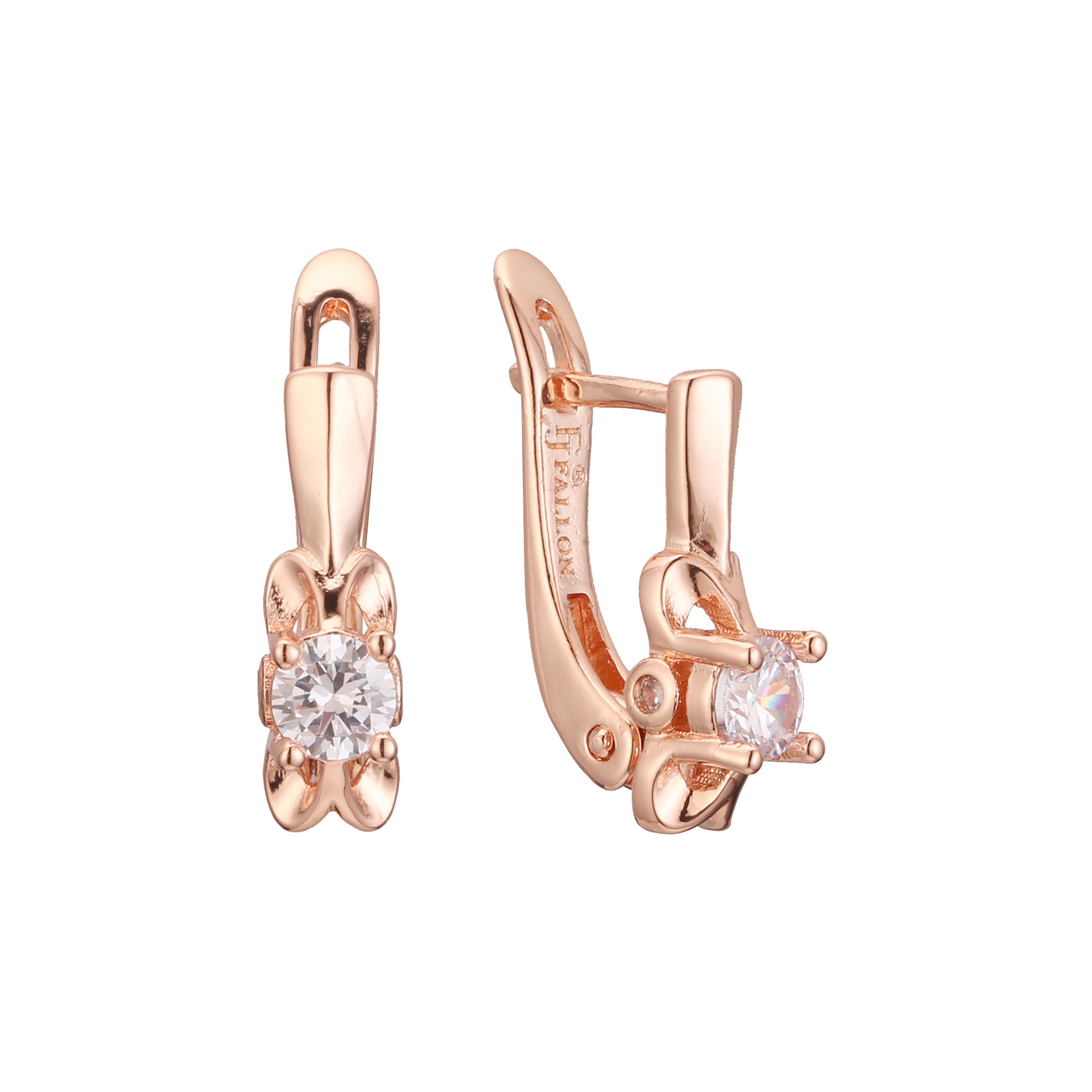 Solitaire earrings in 14K Gold, Rose Gold plating colors