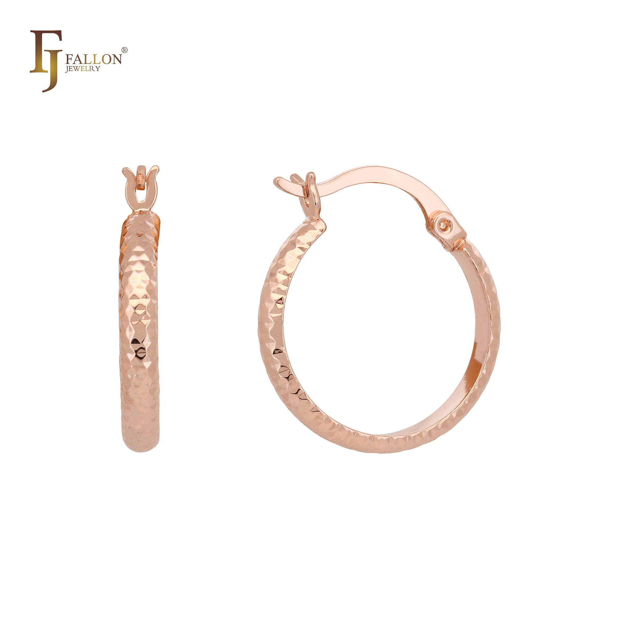 Rhombus Textured 14K Gold hoop earrings